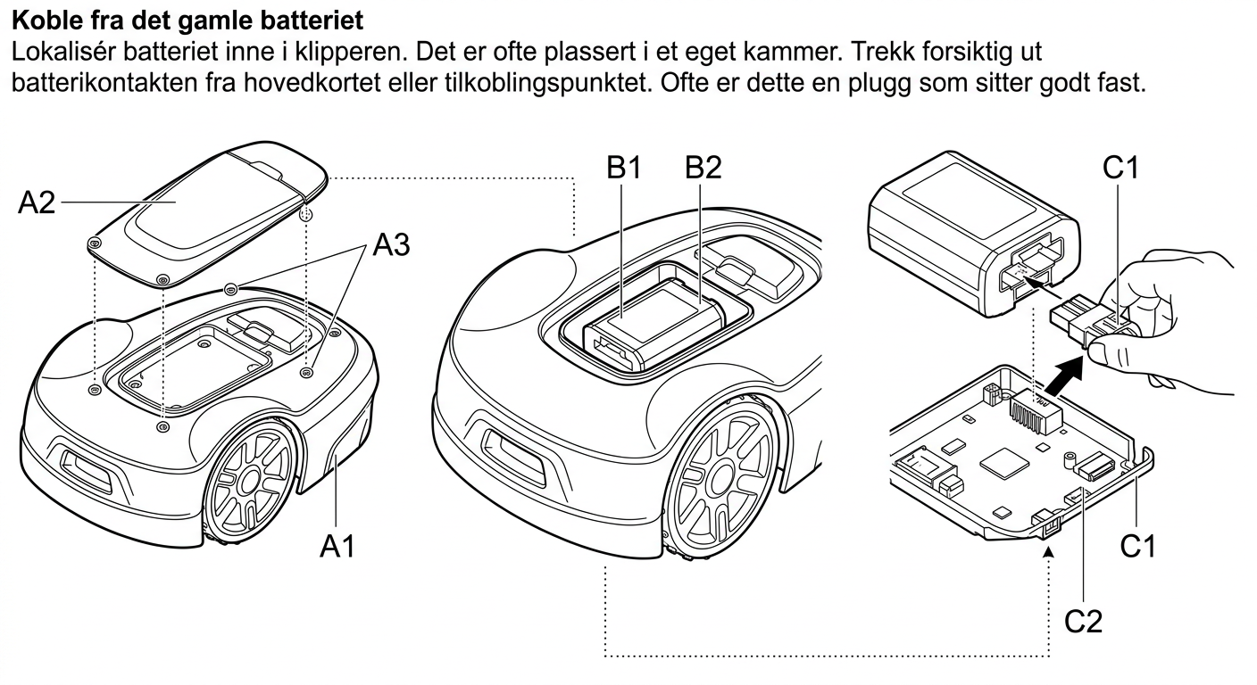 Koble fra det gamle batteriet