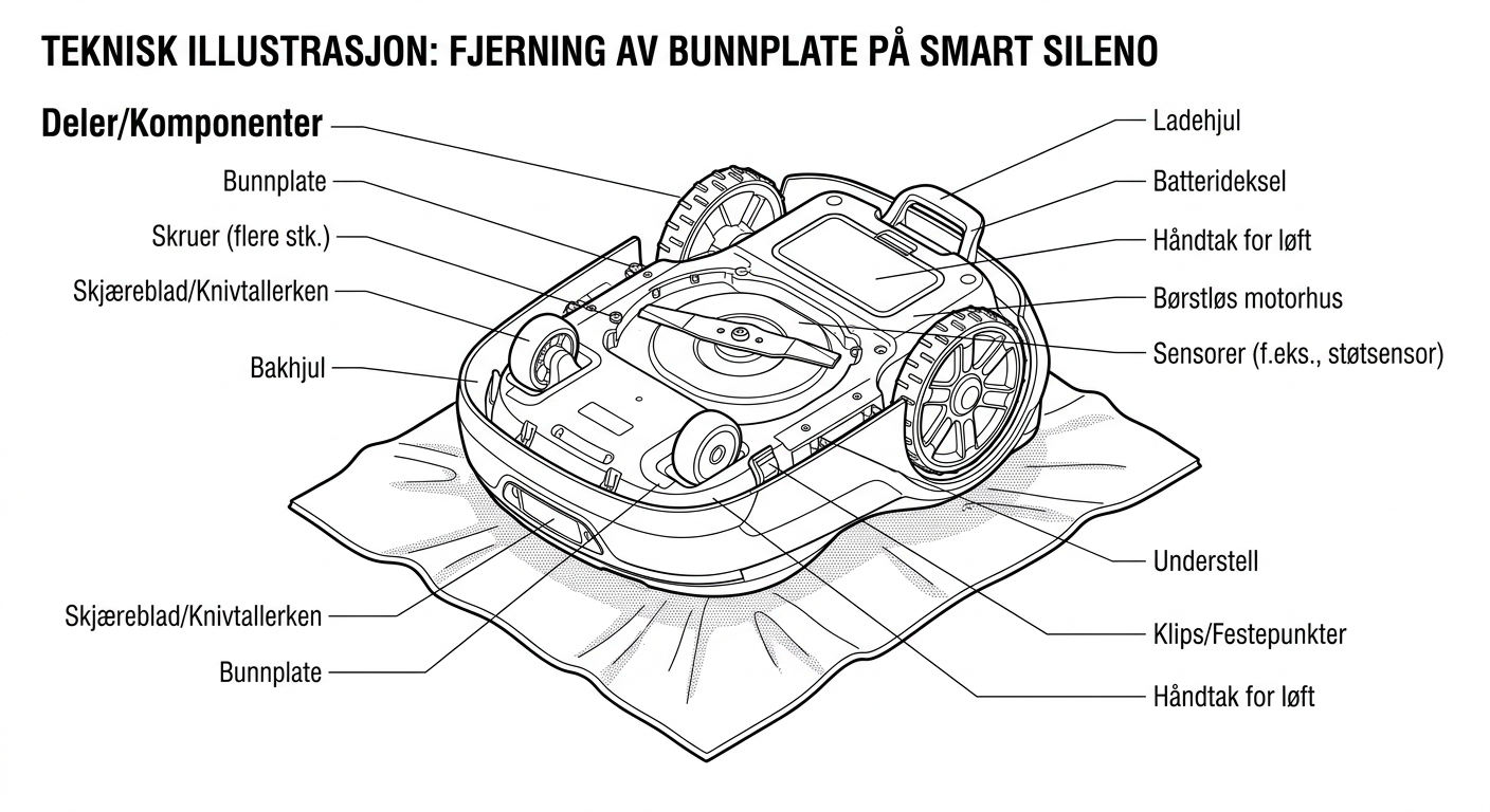 Snu klipperen og fjern bunnplate