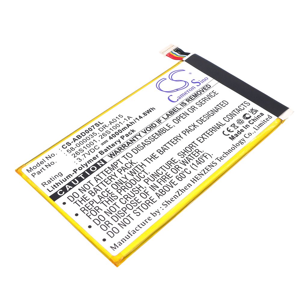 Batteri til Amazon 26S1001,26S1001-1A,58-000035,DR-A015,26S1001-1D 4000 mAh