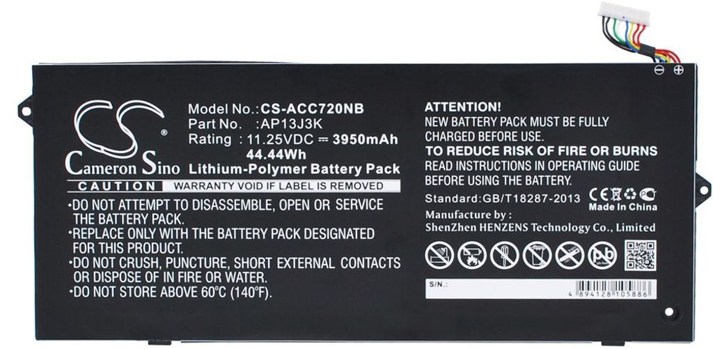 Batteri til Acer AP13J3K,KT.00304.001,AP13J3K(3ICP5/67/90),AP13J4K,AP13J4K(3ICP5/65/88),KT.00303.001,KT.00303.011,ZU1 3950 mAh