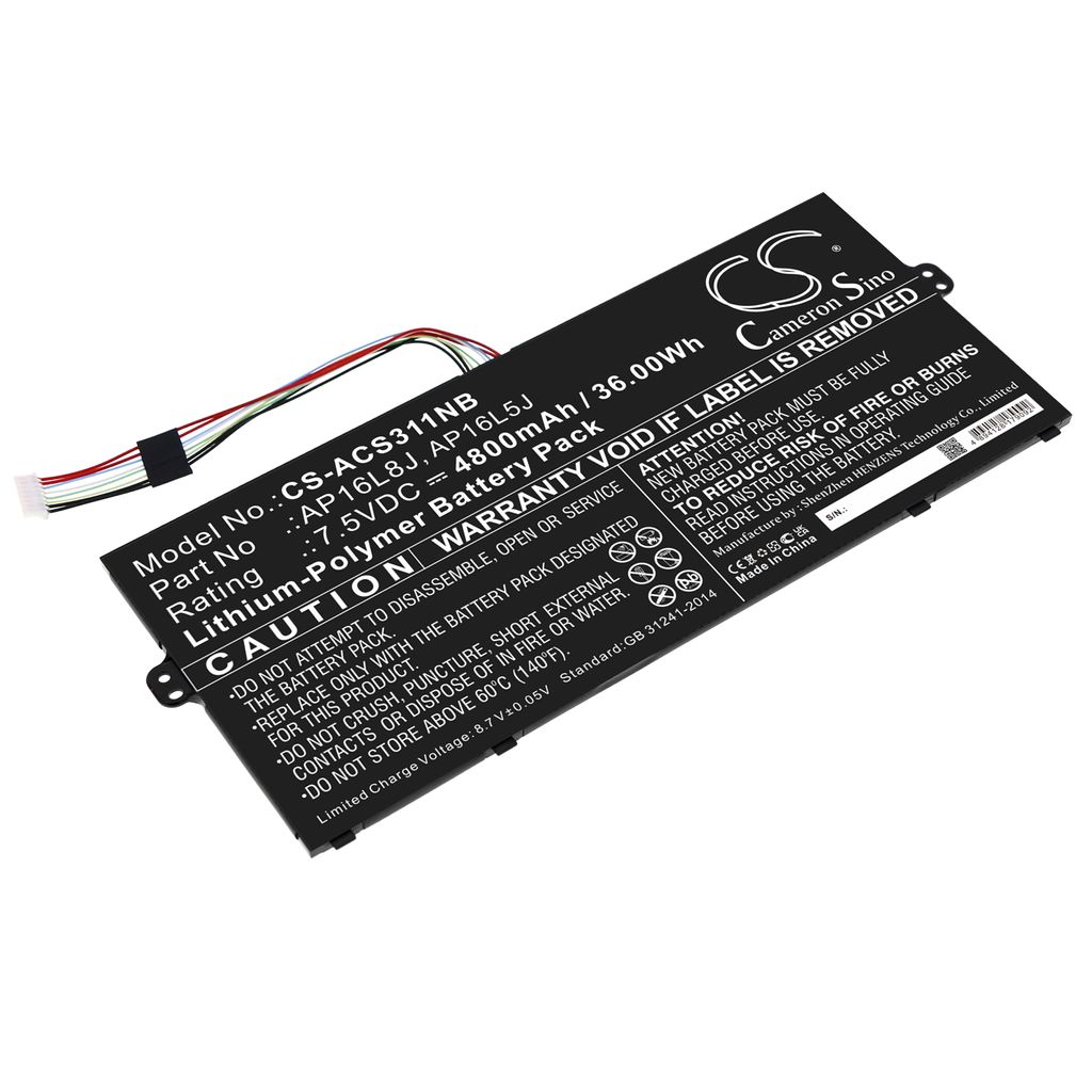 Batteri til Acer AP16L8J,KT.0020G.010,KT.00205.008,KT.00205.002,AP16L5J 4800 mAh