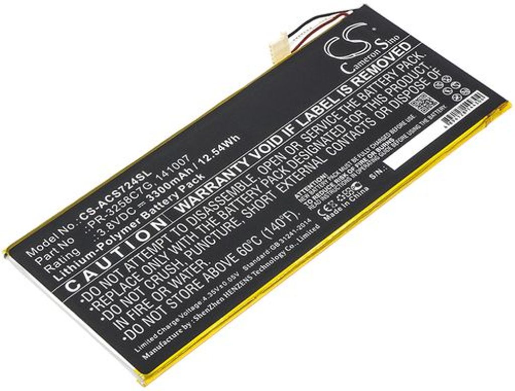 Batteri til Acer 141007,KT.0010N.001,PR-3258C7G 3300 mAh