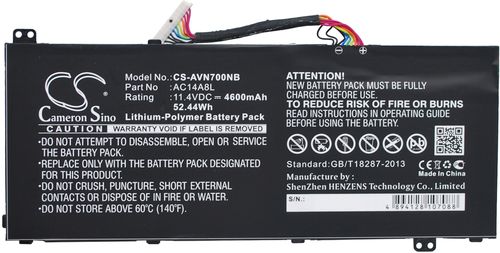 Batteri til Acer AC14A8L,AC14A8L(3ICP7/61/80),KT.0030G.001,AC15B7L,934T2119H,KT.00307.003 4600 mAh