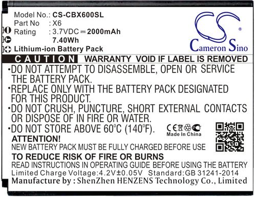Batteri til Cubot X6 2000 mAh