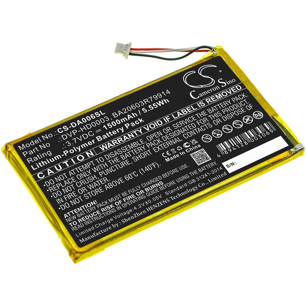 Batteri til Creative DVP-HD0003,BA20603R79914 1500 mAh