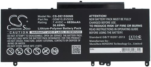 Batteri til Dell G5M10,8V5GX,6MT4T,F5WW5,R9XM9,VMKXM,079VRK,0WYJC2,451-BBLN,79VRK,HK60W,R0TMP,ROTMP,WYJC2,K9GVN,YM3TC 6850 mAh