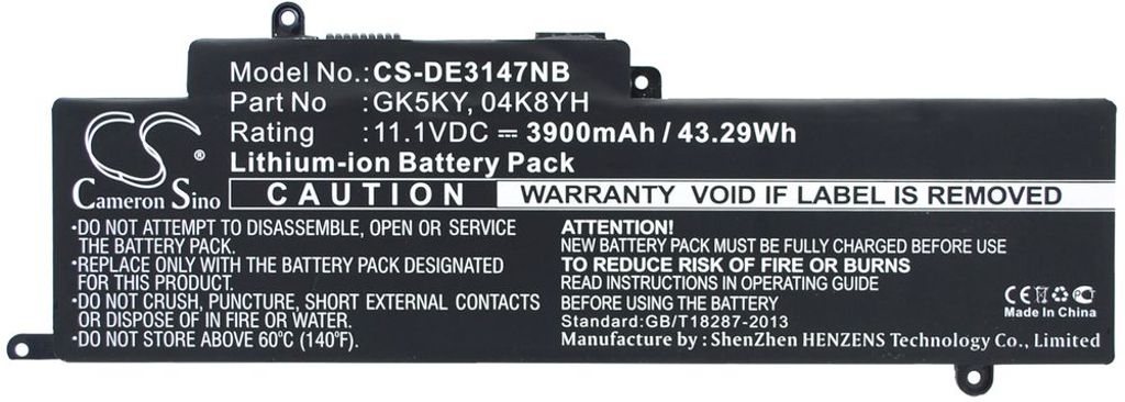 Batteri til Dell GK5KY,04K8YH,092NCT,0GK5KY,0WF28,451-BBKK,451-BBPG,4K8YH,92NCT,CK5KY,P20T,P20T003,RHN1C 3900 mAh