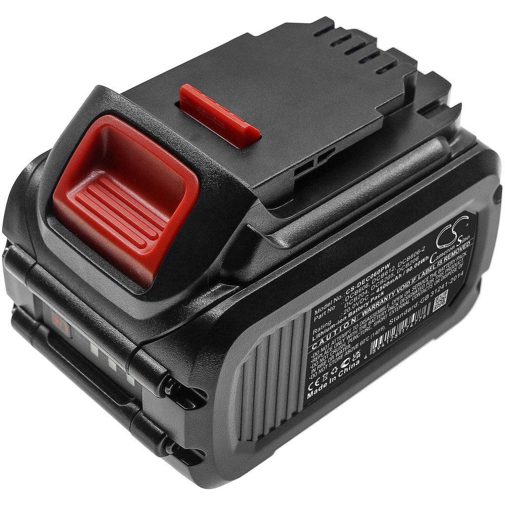Batteri til DeWalt DCB606,DCB612,DCB606-2,DCB609-2,DCB205,DCB204,DCB206,DCB102,DCB105,DCB112,DCB120,DCB121,DCB123,DCB12 4500 mAh