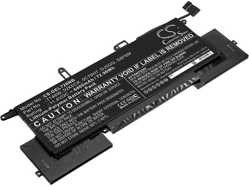 Batteri til Dell 02K0CK,0C76H7,7146W,DJ5GG,G8F6M 6400 mAh