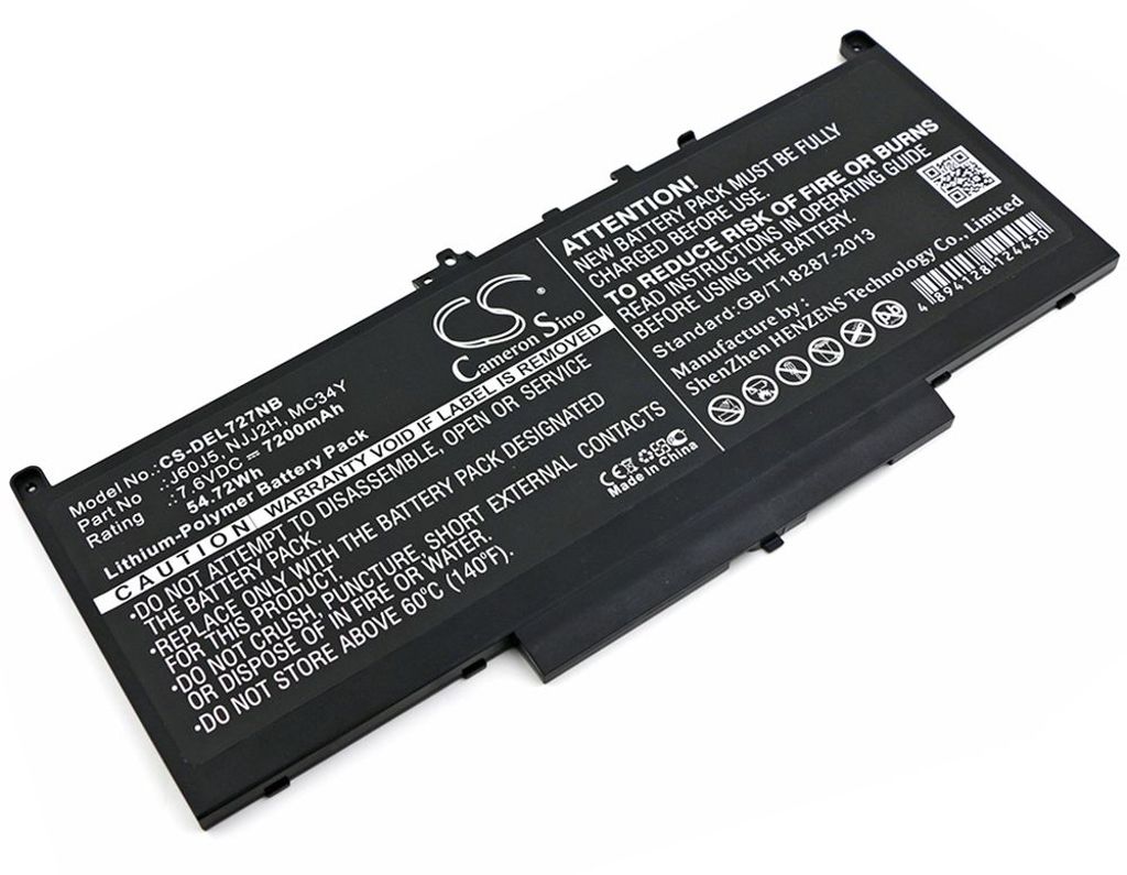 Batteri til Dell J60J5,NJJ2H,MC34Y,R1V85,0F1KTM,0MC34Y,0PDNM2,1W2Y2,242WD,451-BBSU,451-BBSX,451-BBSY,GG4FM,J6oJ5,P26S 7200 mAh
