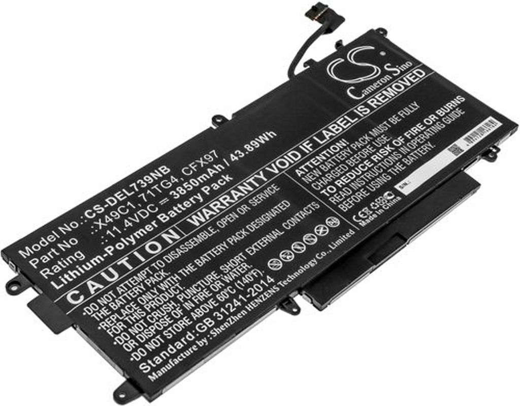 Batteri til Dell X49C1,71TG4,CFX97 3850 mAh
