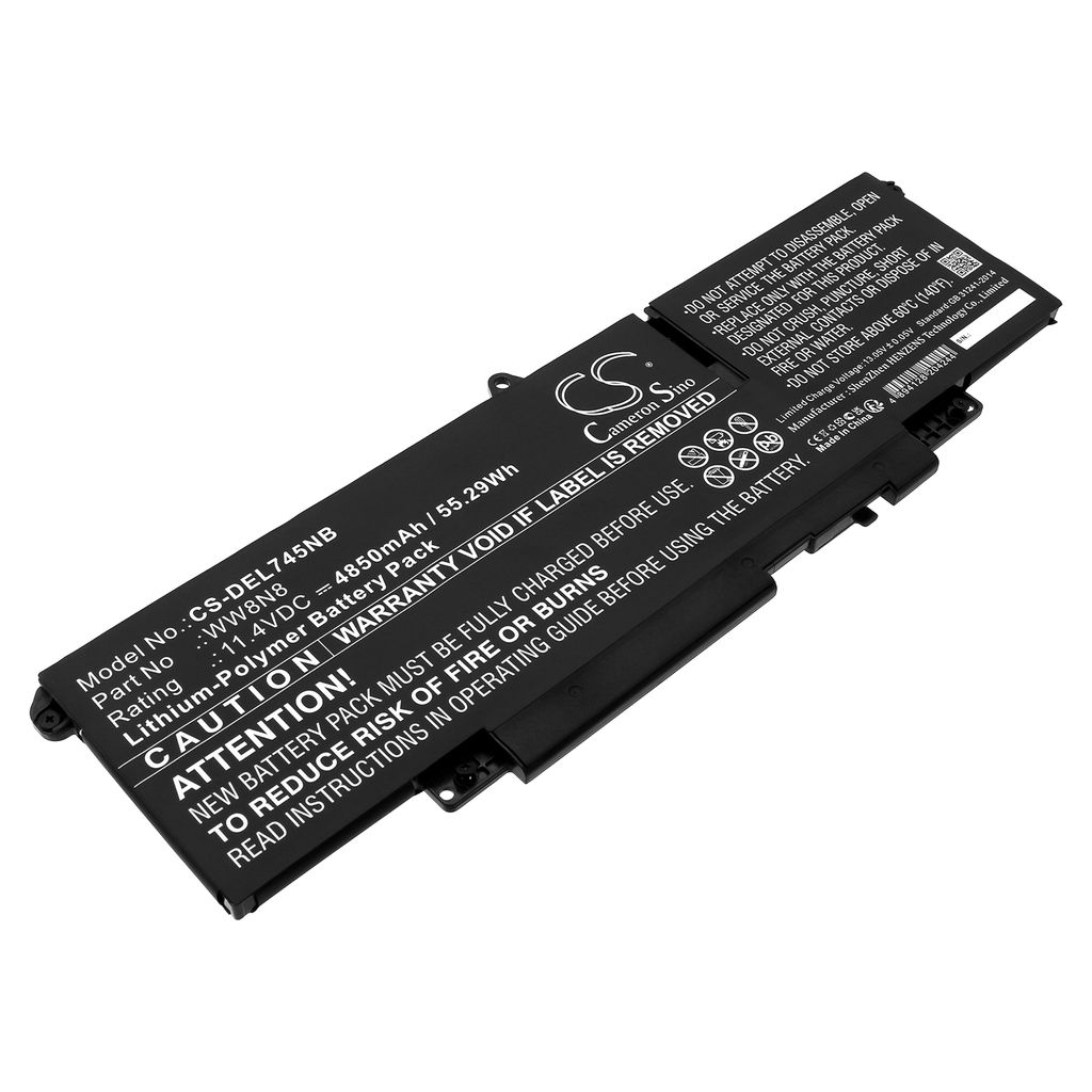 Batteri til Dell WW8N8,0WW8N8,047T0,V0W55,66DWX,0HYH8,86D0Y,JNYT4,CTJJ6 4850 mAh