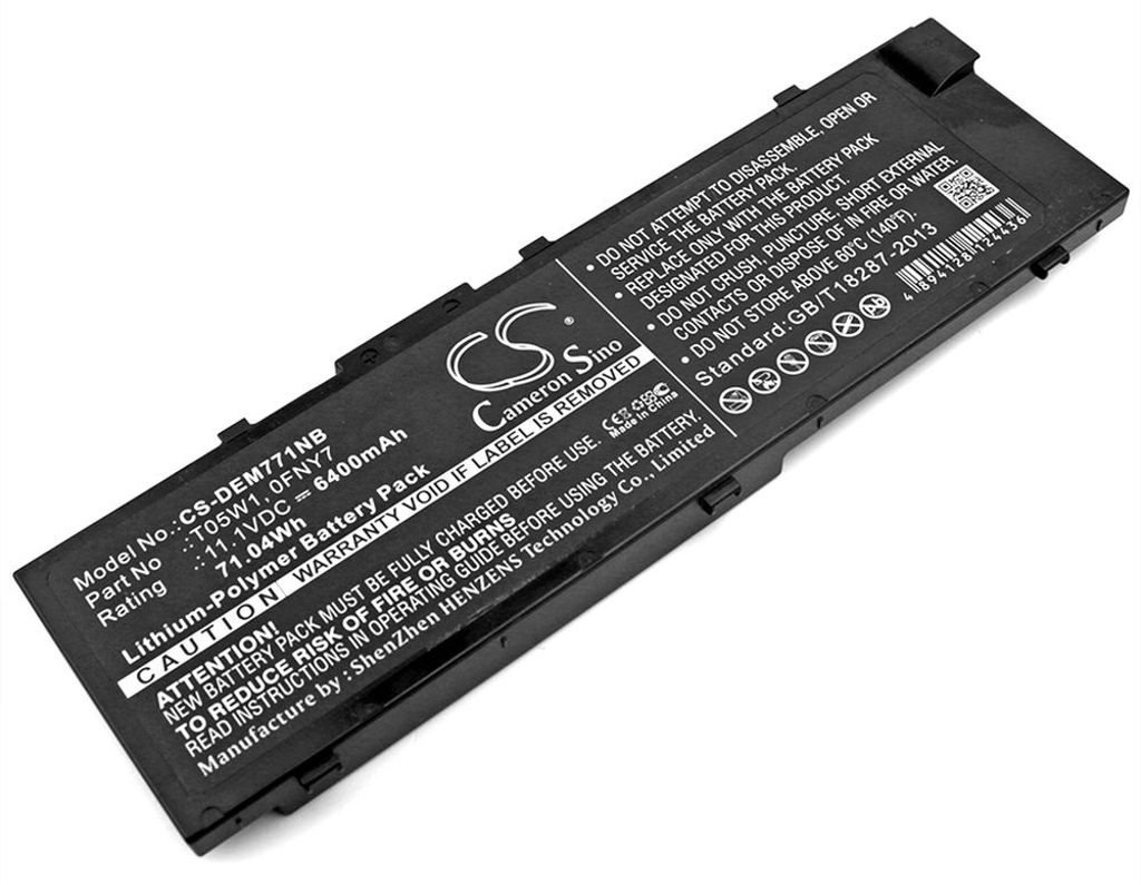 Batteri til Dell T05W1,0FNY7,FNY7,451-BBSE,GR5D3,1G9VM,451-BBSB,451-BBSF,M28DH,MFKVP,RDYCT,To5W1 6400 mAh