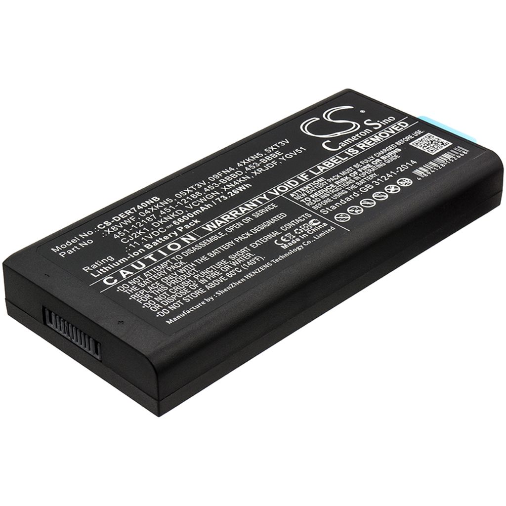 Batteri til Dell 04XKN5,05XT3V,09FN4,451-12187,451-12188,453-BBBD,453-BBBE,4XKN5,5XT3V,CJ2K1,DKNKD,VCWGN,X8VWF,XN4KN, 6600 mAh