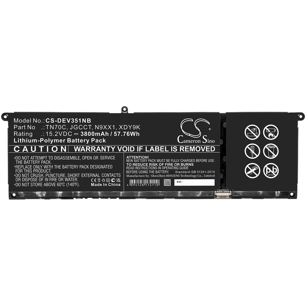 Batteri til Dell JGCCT,N9XX1,TN70C,XDY9K 3800 mAh