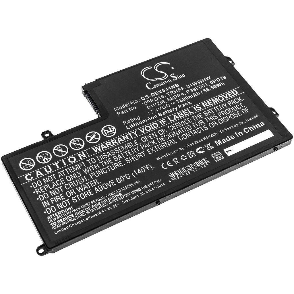 Batteri til Dell 00PD19,TRHFF,01WWHW,01V2f6,58DP4,P39F001,0PD19 7500 mAh