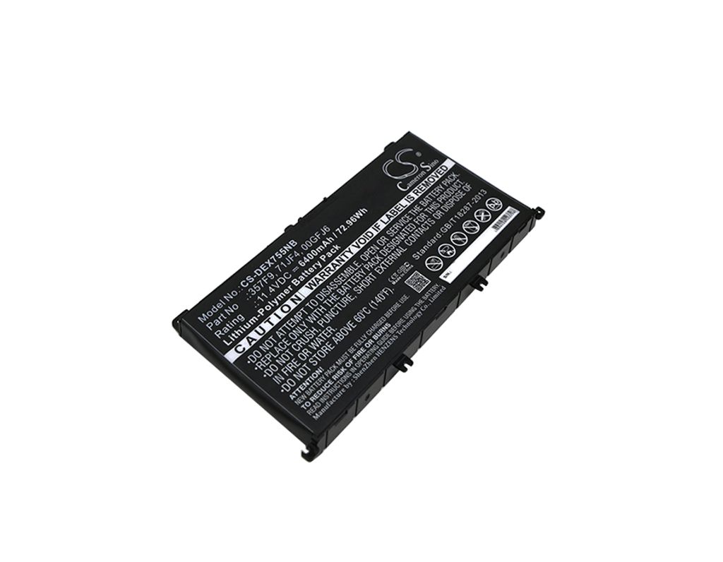 Batteri til Dell 357F9,71JF4,00GFJ6,071JF4,P57F002,P57F003,P65F,P65F001 6400 mAh