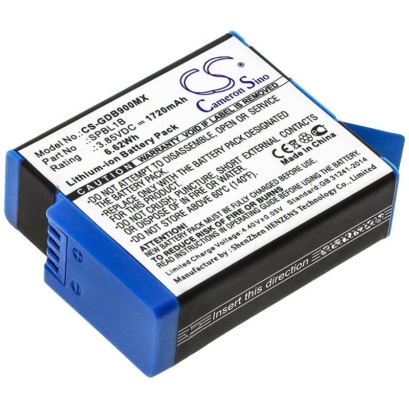 Batteri til GoPro ADBAT-001,ADBAT-011,AHDBT-901,SPBL1B,SPBL1B-C (1720mAh)