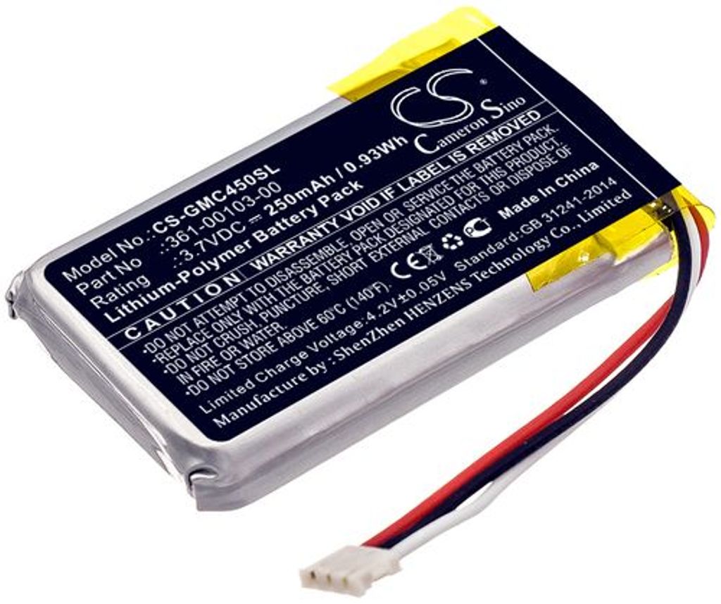 Batteri til Garmin 361-00103-00,361-00103-01,361-00103-10 250 mAh