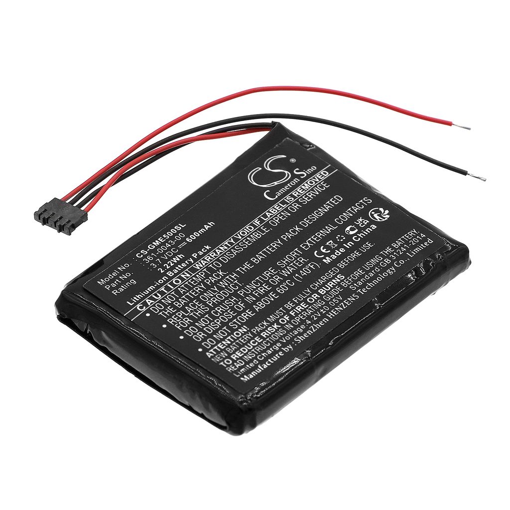 Batteri til Garmin 361-0043-00,361-0043-01,361-00043-00,361-00043-01 600 mAh