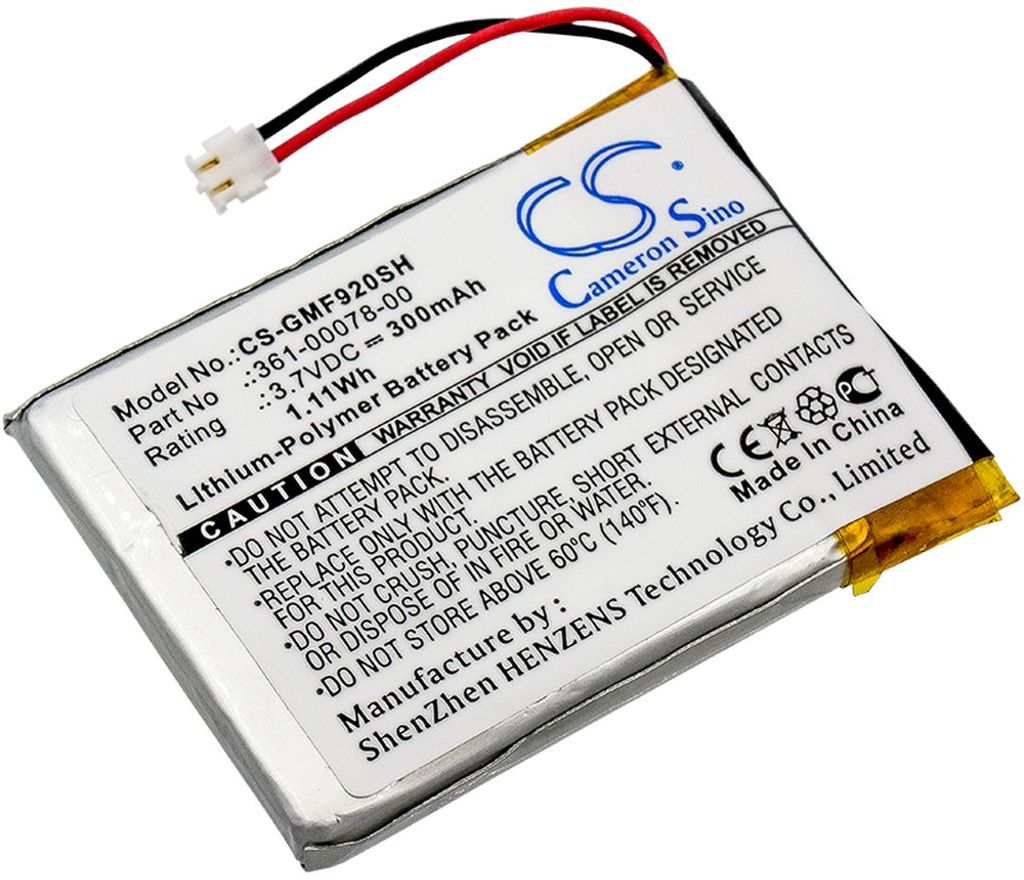 Batteri til Garmin 361-00078-00 300 mAh