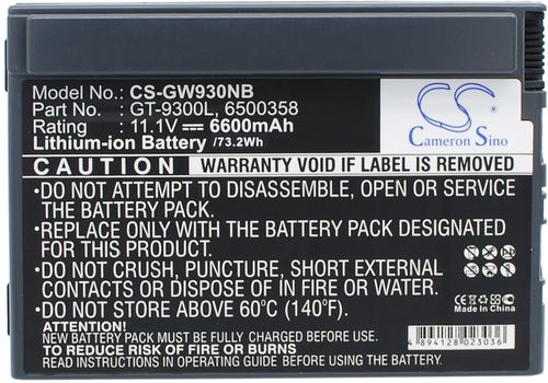 Batteri til Gateway 6500358,GT-9300L 6600 mAh