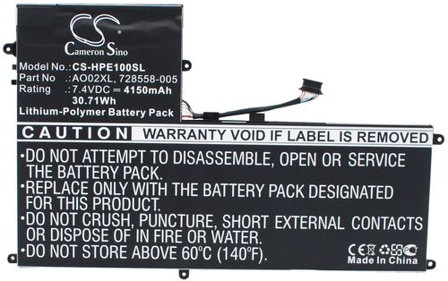 Batteri til HP AO02XL,728558-005,AO02030XL,72558-005,HSTNN-LB50,728250-421,2ICP4-74/120,2ICP4-75/121,728250-121,728 4150 mAh