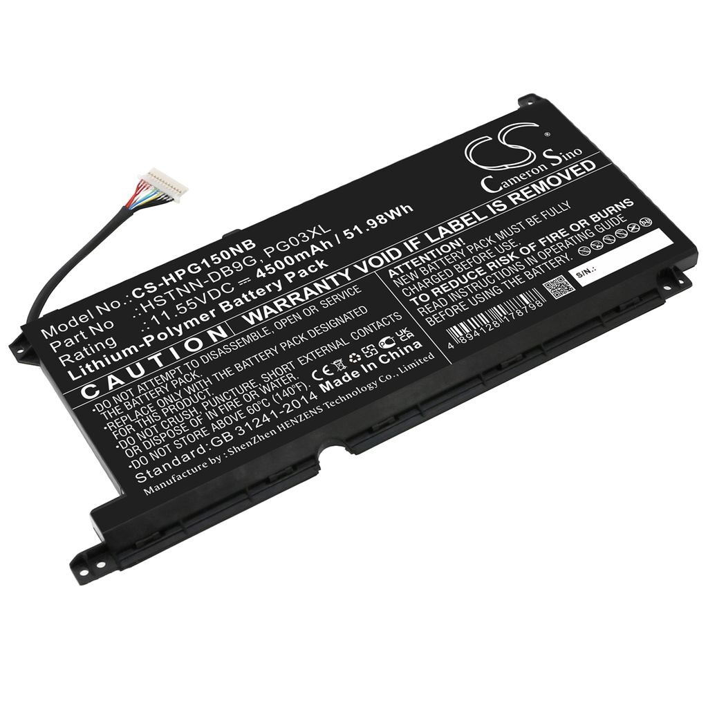 Batteri til HP 3ICP6/60/72,HSTNN-DB9G,HSTNN-OB1I,L48430-2C1,L48430-AC1,L48430-AC2,L48485-005,L48495-005,PG03052XL,P 4500 mAh