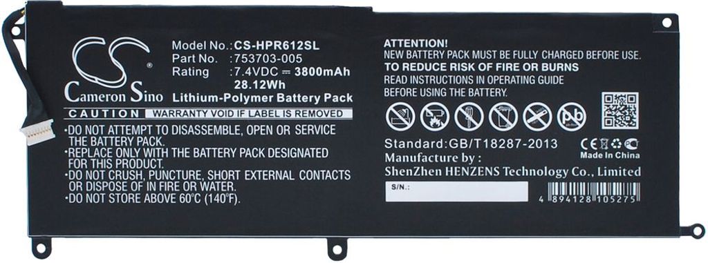 Batteri til HP 753703-005,753329-1C1,KK04XL,HSTNN-IB6E,HSTNN-UB6E,775691-001 3800 mAh