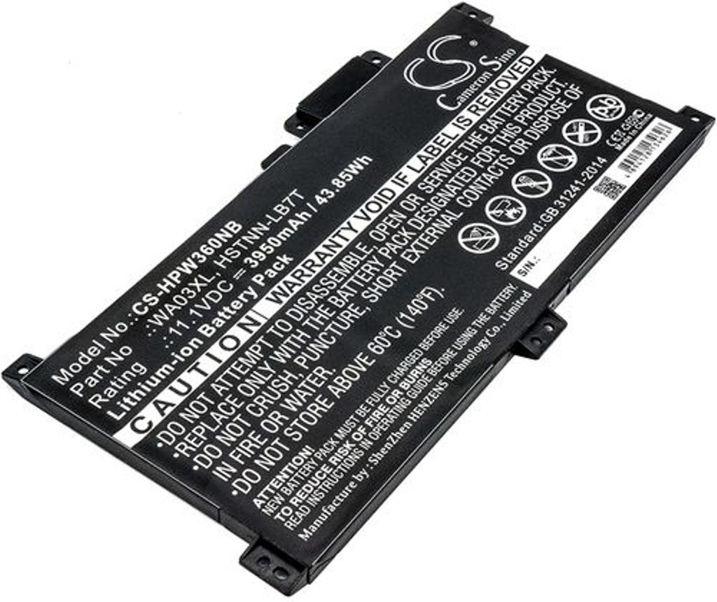 Batteri til HP WA03XL,HSTNN-LB7T,916367-421,916812-855,TPN-W126,WAO3XL,916812-055,916367-541 3950 mAh