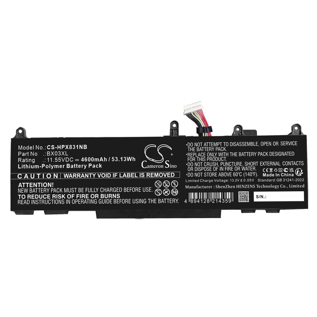 Batteri til HP 996QA249H,BX03056XL,BX03XL,HSTNN-AB1D,HSTNN-OB3H,N59733-171,N59733-2D1,N59733-AC1,N59733-B71,N59787- 4600 mAh