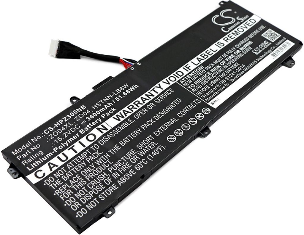 Batteri til HP ZO04XL,ZO04,HSTNN-LB6W,HSTNN-C88C,808450-001,808396-421 3400 mAh