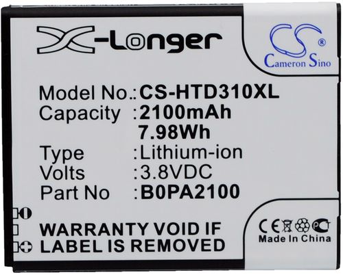 Batteri til HTC 35H00211-00M-V,35H00211-01M,35H00221-01M,B0PA2100 2100 mAh