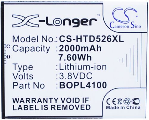 Batteri til HTC BOPL4100,HQ60331141000,BOPM310 2000 mAh