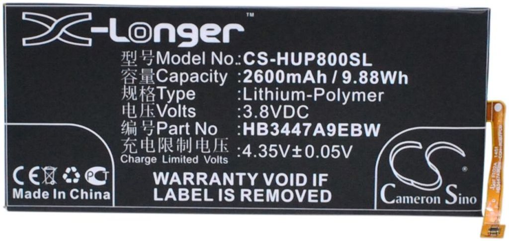Batteri til Huawei HB3447A9EBW,HB3447A9EBC 2600 mAh