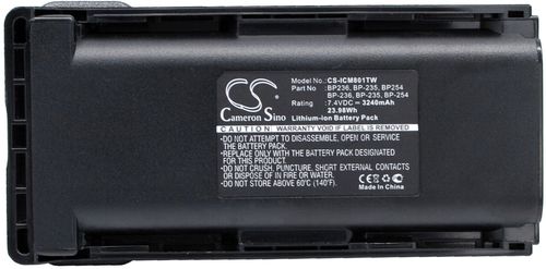 Batteri til Icom BP236,BP235,BP254,BP-236,BP-235,BP-254,BP-253 3240 mAh