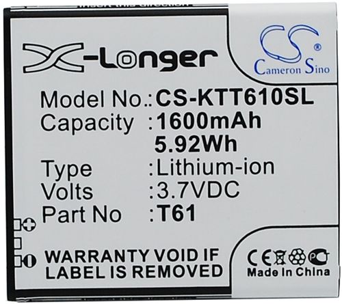Batteri til K-Touch T61 1600 mAh