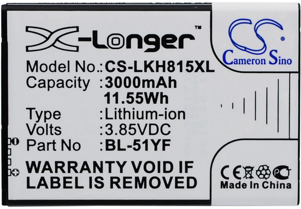 Batteri til LG BL-51YF,EAC62858501,BL-51YH 3000 mAh
