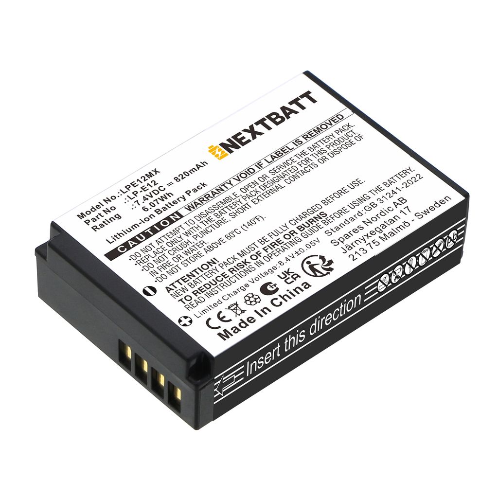 Batteri til Canon LP-E12 (820mAh)