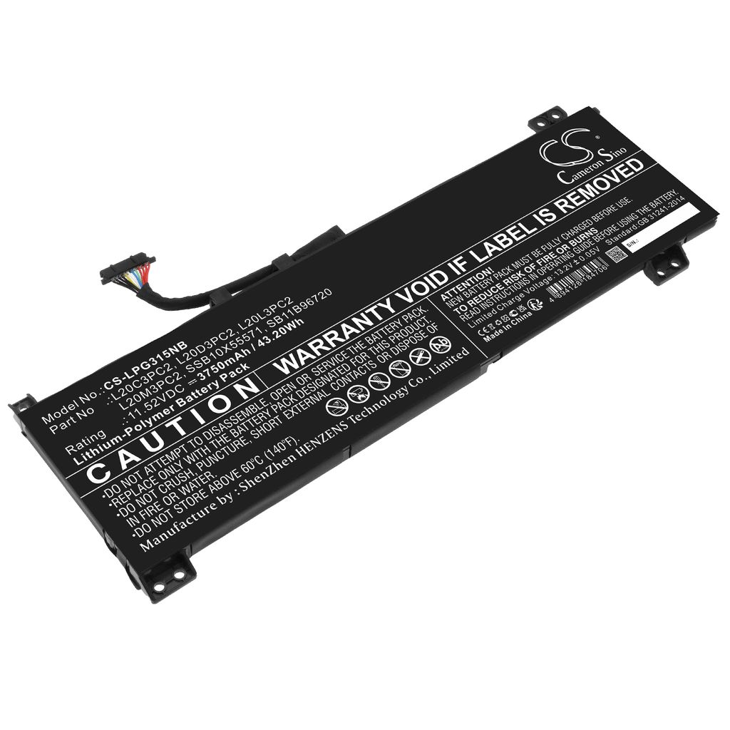 Batteri til Lenovo L20C3PC2,L20D3PC2,L20L3PC2,L20M3PC2,SSB10X55571,SSB11B96720 3750 mAh