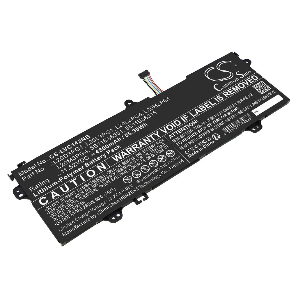 Batteri til Lenovo 5B11B36301,5B11B36315,5B11C87805,5B11C87807,5B11C87808,L20D3PG1,L20L3PG1,L20L3PG4,L20M3PG1,L20M3PG4, 4800 mAh