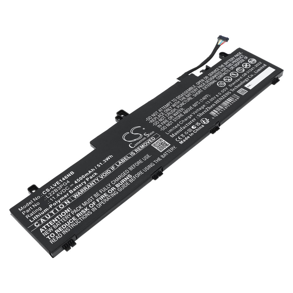 Batteri til Lenovo 5B11K63020,5B11K63022,5B11K63024,5B11K63025,5B11N45961,5B11N45978,5B11N45988,5B11N46005,L22B3PG4,L22 4500 mAh