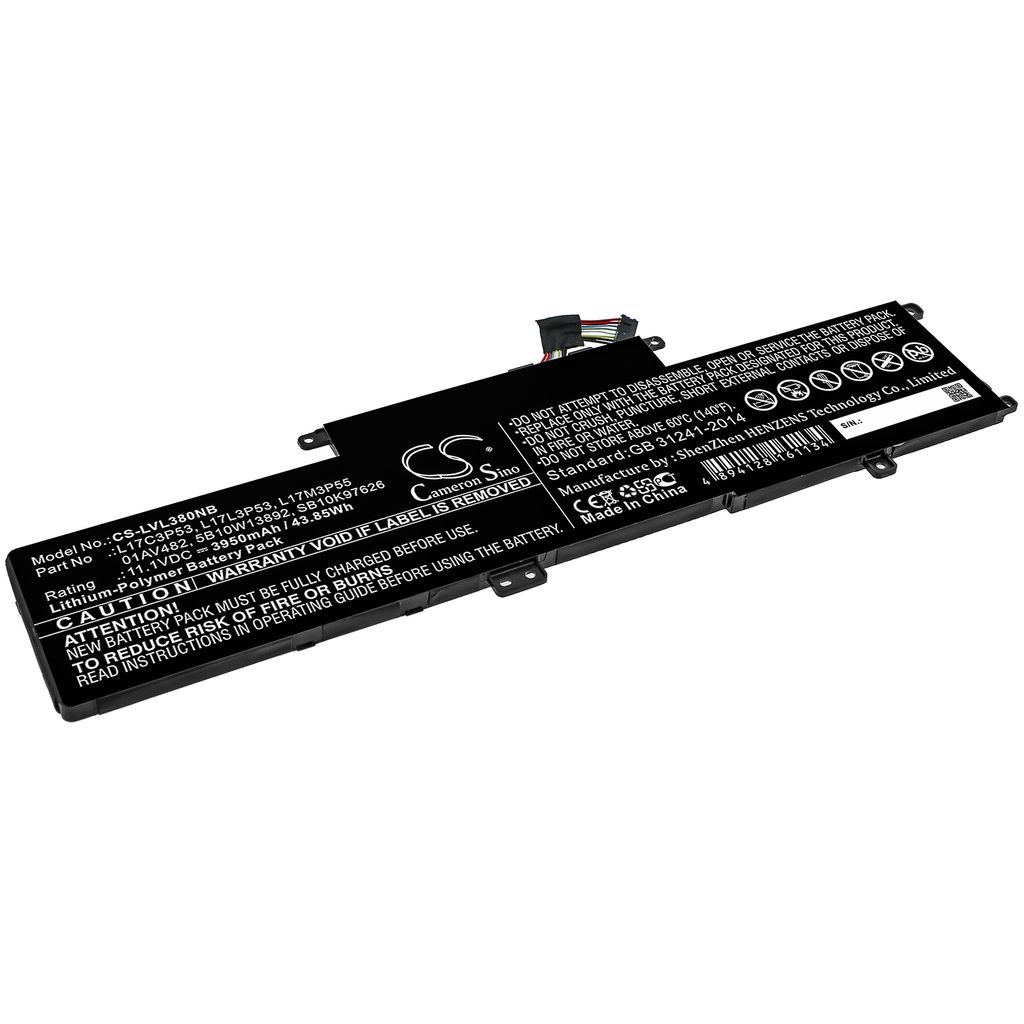 Batteri til Lenovo 01AV482,5B10W13892,L17M3P55,SB10K97626,SB10T83135,01AV481,01AV483,041AV481,5B10W13885,L17C3P53,L17L3 3950 mAh