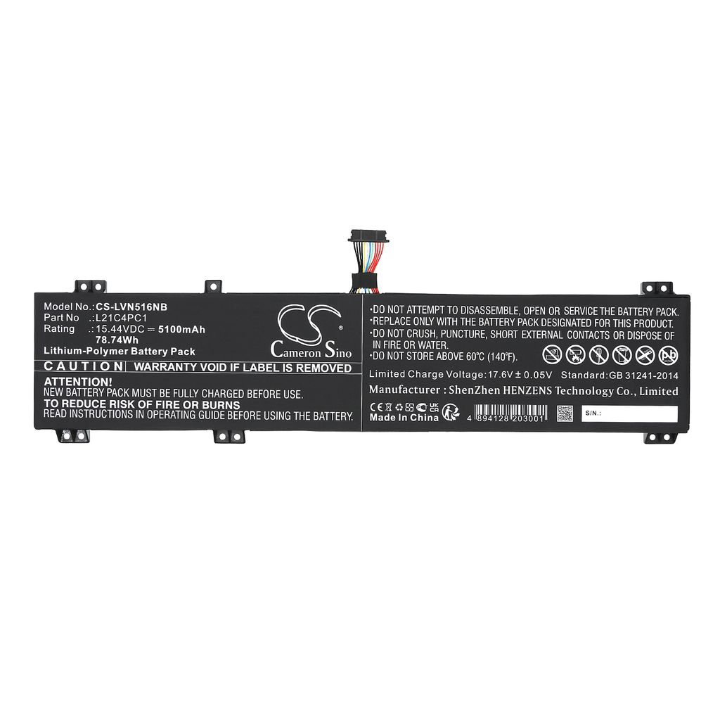 Batteri til Lenovo 5B11F24156,5B11F24161,8SSB11F24153,L21C4PC1,L21D4PC1,L21M4PC3 5100 mAh