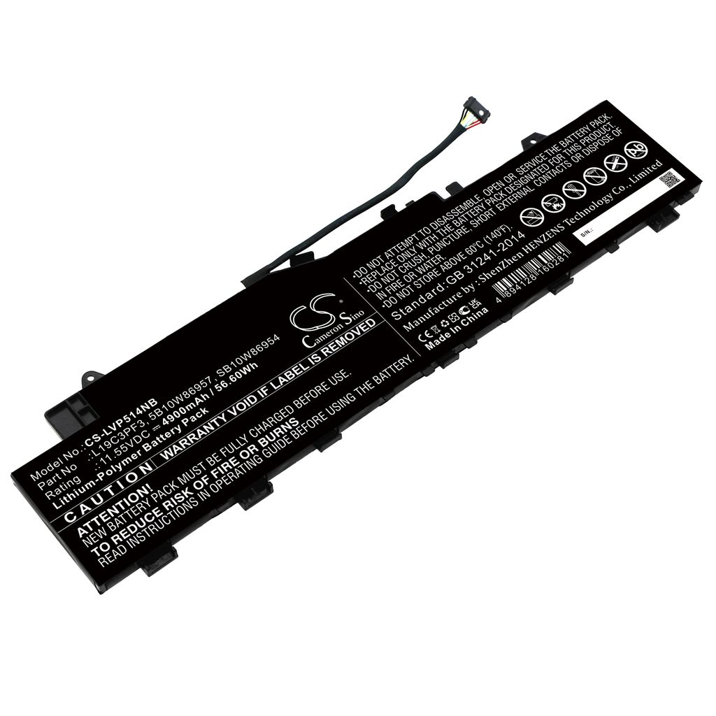 Batteri til Lenovo 5B10W86957,L19C3PF3,SB10W86954,5B10W86939,L19M3PF4,SB10W86956 4900 mAh