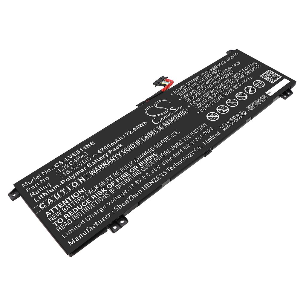 Batteri til Lenovo 5B11K39112,5B11K39113,5B11N45950,5B11N45972,5B11N46019,L22B4PA2,L22C4PA2,L22D4PA2,L22L4PA2,L22M4PA2 4700 mAh