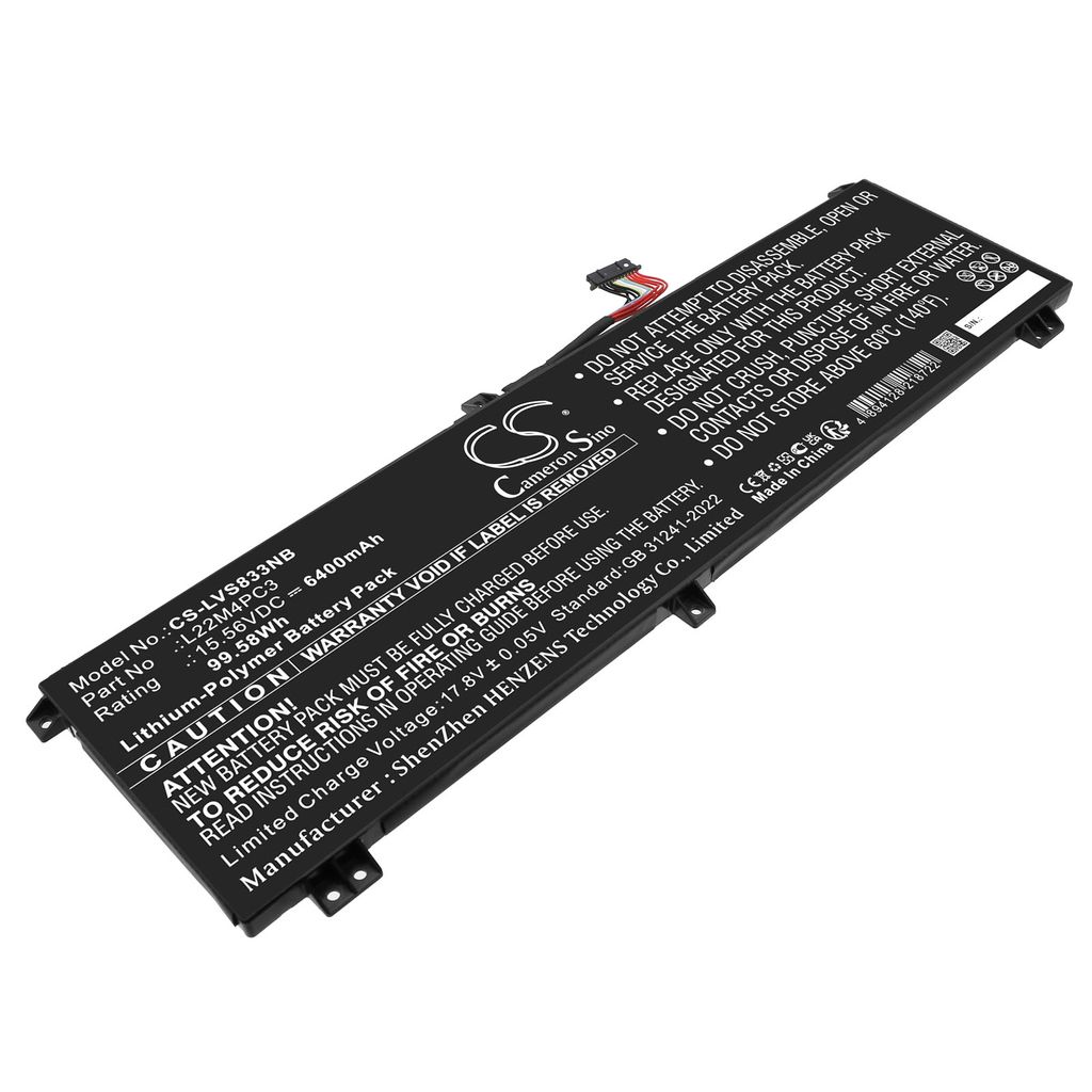 Batteri til Lenovo 5B11K39157,5B11K39160,5B11K39161,5B11N45948,5B11N45966,5B11N46021,L22B4PC3,L22C4PC3,L22D4PC3,L22L4PC 6400 mAh