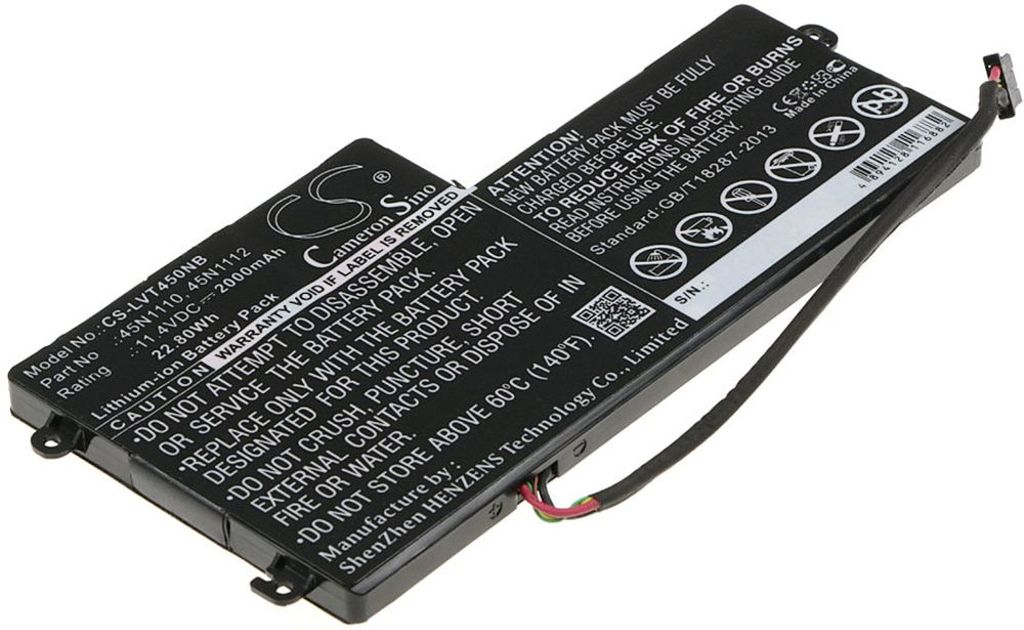 Batteri til Lenovo 45N1110,45N1112,45N1113,45N1108,45N1109,45N1111,11500143,121500144,21500145,31CP7/38/64,3ICP7/38/64, 2000 mAh