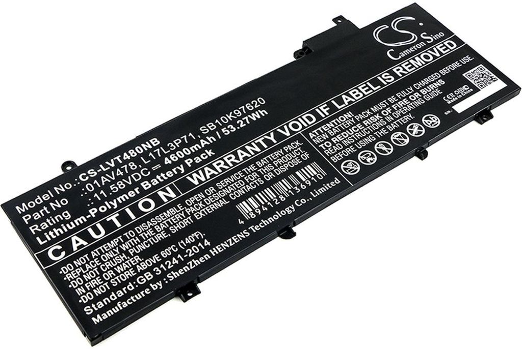 Batteri til Lenovo 01AV478,01AV479,L17L3P71,L17M3P71,SB10K97620,SB10K97621,L17S3P71,01AV470,01AV480,L17M3P72,TP00092A,S 4600 mAh