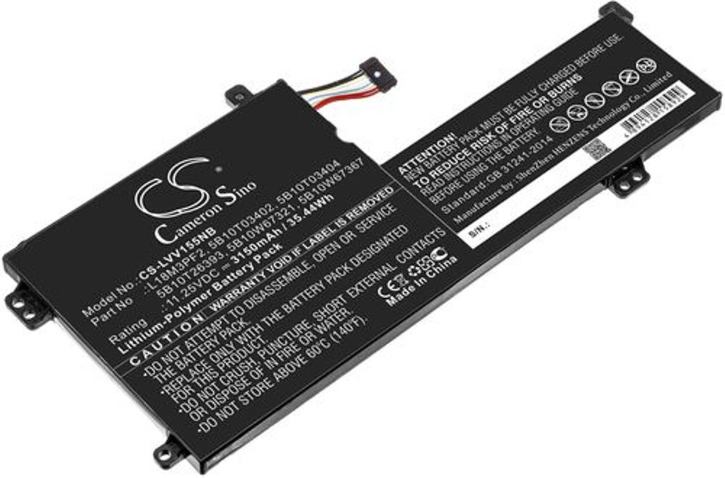Batteri til Lenovo 5B10T03402,5B10T03404,5B10T26393,5B10W67321,5B10W67367,L18M3PF2,SB10W67268,SB10W67372,L18C3PF2 3150 mAh